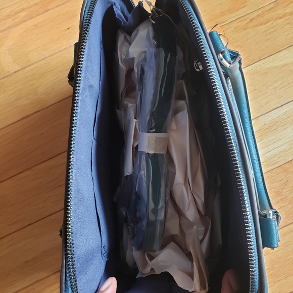 Adrienne Vittadini Dome Satchel with Dangle - Teal - Bay Collection - Picture 5 of 7